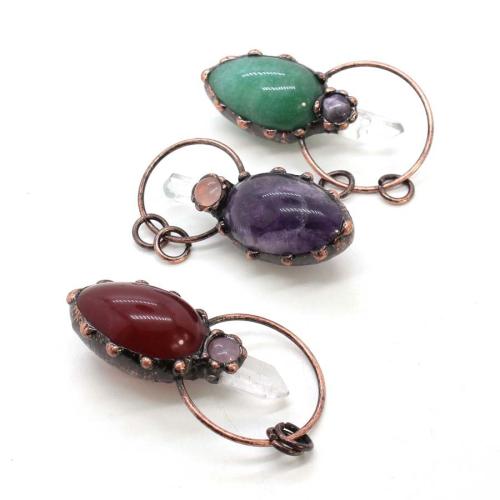 Gemstone Pendants Jewelry, with Clear Quartz & Tibetan Style, plated, DIY & different materials for choice & hollow, 60x34mm, Sold By PC