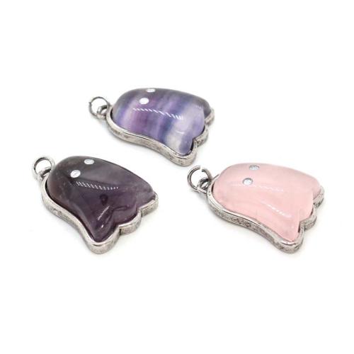 Gemstone Pendants Jewelry, with Tibetan Style, Ghost, plated, DIY & different materials for choice, 25x20mm, Sold By PC