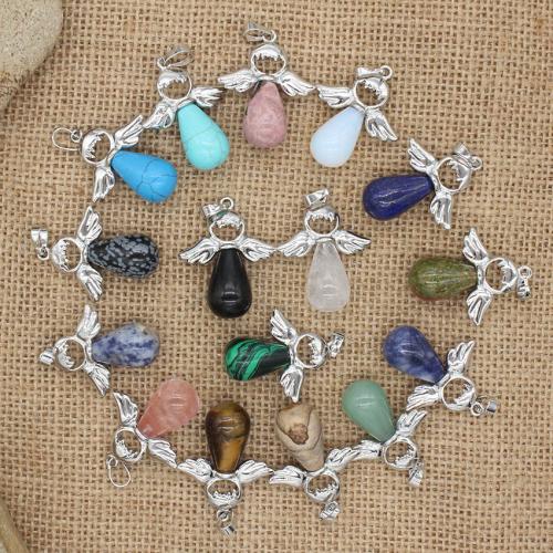 Gemstone Pendants Jewelry, with Tibetan Style, Angel, DIY & different materials for choice & hollow, 36x30mm, Sold By PC