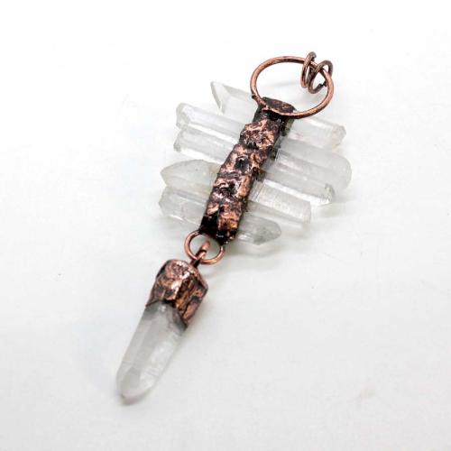 Quartz Gemstone Pendants, Clear Quartz, with Tibetan Style, plated, DIY & hollow, 100x45mm, Sold By PC