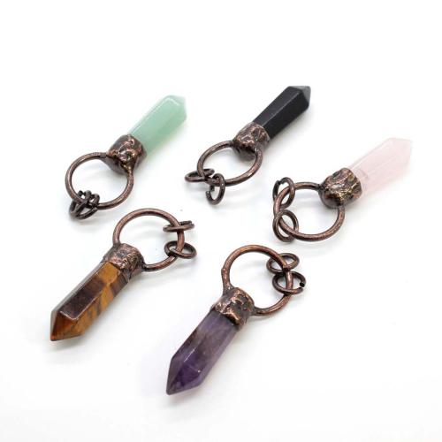 Gemstone Pendants Jewelry, with Tibetan Style, plated, DIY & different materials for choice & hollow, 50x20mm, Sold By PC