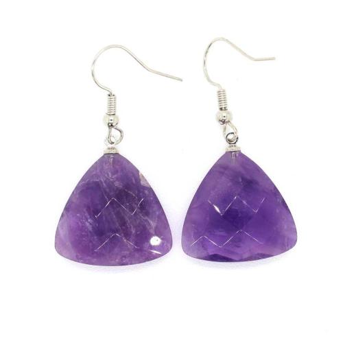 Pendientes de Gemas, Piedras preciosas, con aleación de zinc, Joyería & diferentes materiales para la opción & para mujer, 23x21mm, Vendido por Par