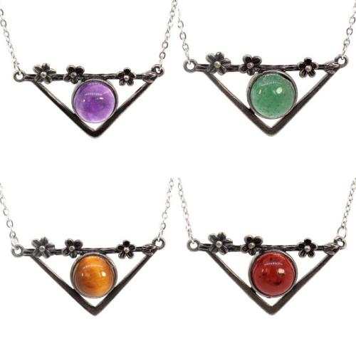 Edelstein Schmuck Halskette, mit Zinklegierung, verschiedenen Materialien für die Wahl & für Frau & hohl, 38x20mm, Länge:18 ZollInch, verkauft von PC