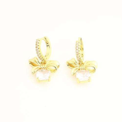 Brass Drop Earring, gold color plated, fashion jewelry & micro pave cubic zirconia & for woman, more colors for choice, Sold By PC