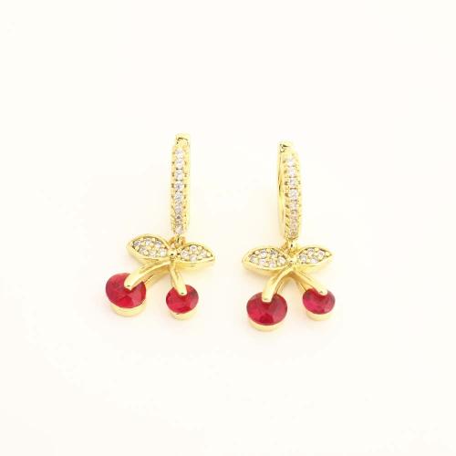 Boucles d'oreilles pendantes en laiton, bijoux de mode & pavé de micro zircon & pour femme, doré, Bracelet de santé, Vendu par PC