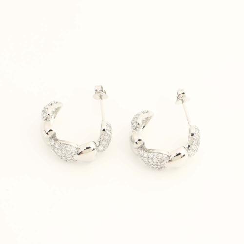 Pendientes de Perno en Latón, metal, Joyería & micro arcilla de zirconia cúbica & para mujer, más colores para la opción, Vendido por Par