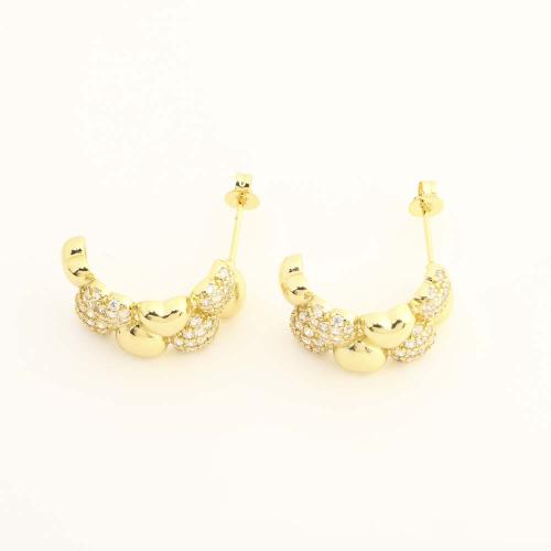 Pendientes de Perno en Latón, metal, Joyería & micro arcilla de zirconia cúbica & para mujer, más colores para la opción, Vendido por Par