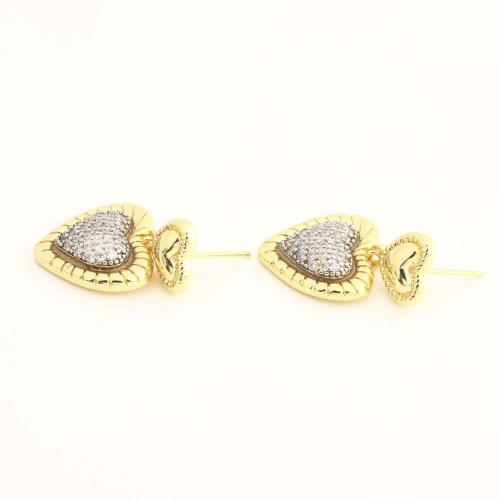 Messing Tropfen Ohrringe, Modeschmuck & Micro pave Zirkonia & für Frau & zweifarbig, keine, verkauft von PC