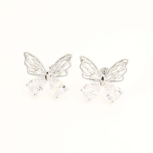 Pendientes de Perno en Latón, metal, Joyería & micro arcilla de zirconia cúbica & para mujer, más colores para la opción, Vendido por Par
