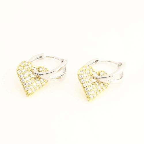 Brass Drop Earring, fashion jewelry & micro pave cubic zirconia & for woman & two tone, more colors for choice, Sold By Pair