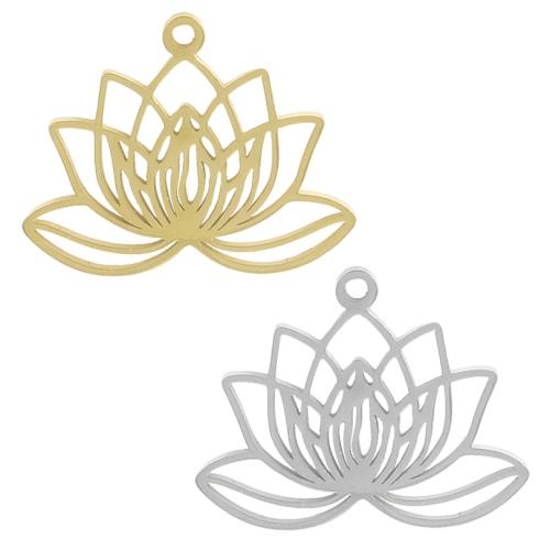 Stainless Steel Pendants, 304 Stainless Steel, Lotus, plated, DIY & hollow, more colors for choice, Sold By Bag