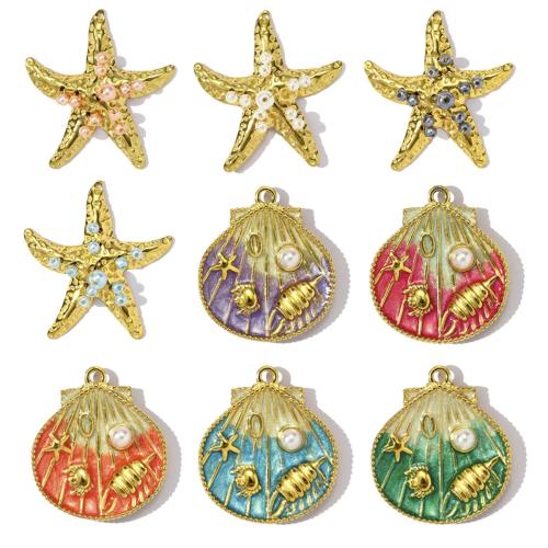 Titanium Steel Pendants, with ABS Plastic, gold color plated, DIY & enamel, more colors for choice, 3PCs/Bag, Sold By Bag