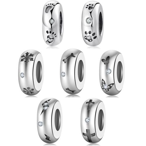 925 Sterling Silver Beads, DIY & different designs for choice & micro pave cubic zirconia, 10mm, Sold By PC