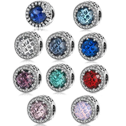 925 Sterling Silver Beads, with Cats Eye, DIY & with rhinestone, more colors for choice, 10mm, Sold By PC