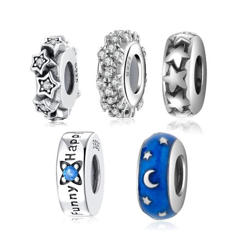 925 Sterling Silver Beads, DIY & different styles for choice & epoxy gel & with rhinestone, 10mm, Sold By PC