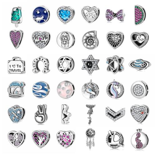 925 Sterling Silver Beads, DIY & different styles for choice & micro pave cubic zirconia & epoxy gel, beads length 10-25mm, Sold By PC