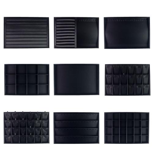 Pantalla multiusos, madera, con paño & Cuero de PU, Rectángular, diferentes estilos para la opción, Negro, Vendido por UD