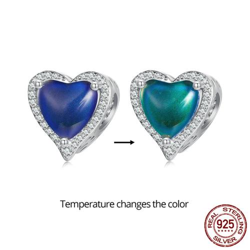 925 Sterling Silver Beads, with Gemstone, DIY & different styles for choice & micro pave cubic zirconia & change their color according to the temperature, beads length 10-20mm, Sold By PC