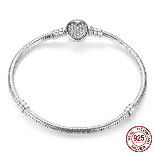 Argent sterling 925 bracelet ordinaire, unisexe & normes différentes pour le choix & chaîne serpent & styles différents pour le choix & pavé de micro zircon, Vendu par PC