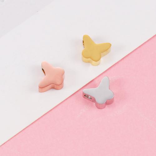Stainless Steel Beads, 304 Stainless Steel, Butterfly, gold color plated, DIY, more colors for choice, 5PCs/Bag, Sold By Bag