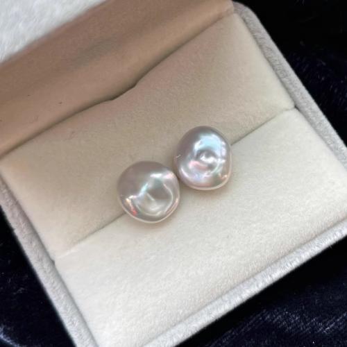 Pendiente de la joyería de plata esterlina, plata de ley 925, con Perlas cultivadas de agua dulce, Barroco, chapado, más colores para la opción, 9x11mm, Vendido por Par