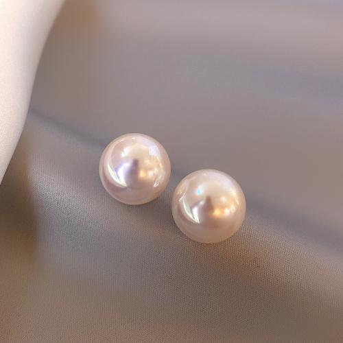 Pendiente de la joyería de plata esterlina, Plata de ley 925, con Perlas cultivadas de agua dulce, Esférico, chapado, más colores para la opción, 7x7mm, Vendido por Par