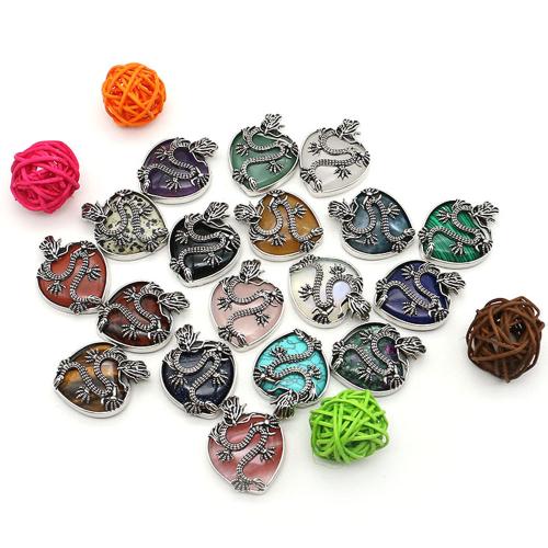 Colgantes de Gemas, Piedra natural, con aleación de zinc, Corazón, chapado, Bricolaje & diferentes materiales para la opción, Vendido por UD
