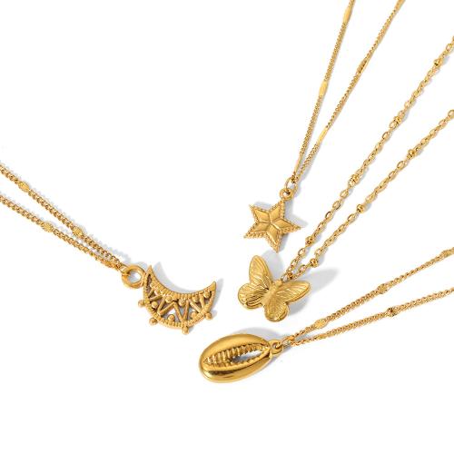 Stainless Steel Jewelry Necklace, 304 Stainless Steel, 18K gold plated, fashion jewelry & different styles for choice & for woman, Sold By PC