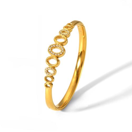 Bracelet en acier inoxydable, Acier inoxydable 304, Plaqué or 18K, styles différents pour le choix & pour femme & avec strass, Vendu par PC