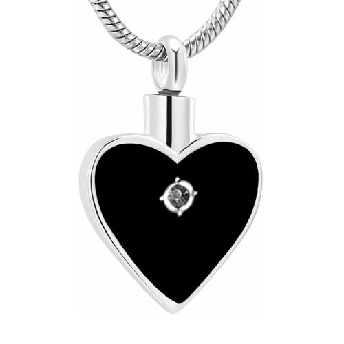 304 Stainless Steel Cinerary Casket Pendant, Heart, plated, Unisex & enamel & with rhinestone, original color, Sold By PC