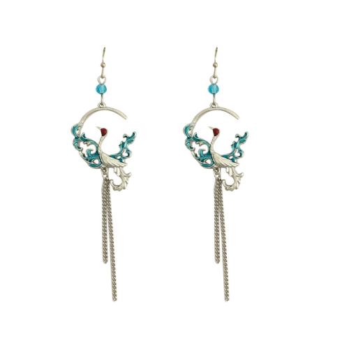 Tibetan Style Drop Earrings, with Iron, plated, for woman & enamel & hollow, original color, Sold By Pair