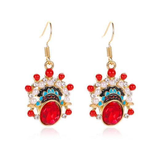 Tibetan Style Drop Earrings, with Plastic & Plastic Pearl, plated, different styles for choice & for woman & enamel & with rhinestone, golden, 18-78mm, Sold By Pair