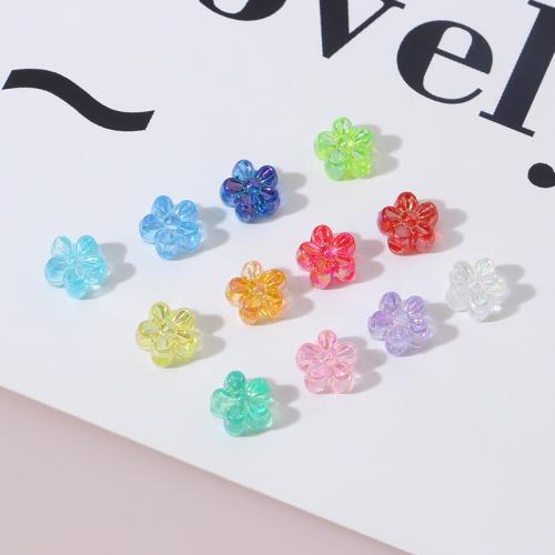Resin Jewelry Beads, Flower, AB color plated, DIY, more colors for choice, The diameter is about 7mm, 100PCs/Bag, Sold By Bag