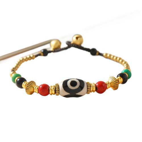 Fashion Bracelet & Bangle Jewelry, 304 Stainless Steel, with Knot Cord & Natural Gravel & Plastic Pearl, handmade, fashion jewelry & Unisex & different styles for choice, Length:Approx 18.5 cm, Sold By PC