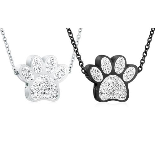 Acier inoxydable 304 Pendentif cercueil cinéraires, empreinte de pas, Placage, peut s’ouvrir et mettre dans quelque chose & unisexe & avec strass, plus de couleurs à choisir, Vendu par PC