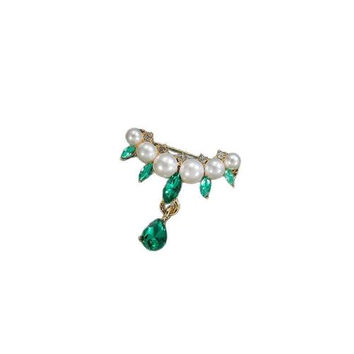 Rhinestone Brooch, Tibetan Style, with Plastic Pearl, fashion jewelry & for woman & with rhinestone, more colors for choice, 30x25mm, Sold By PC