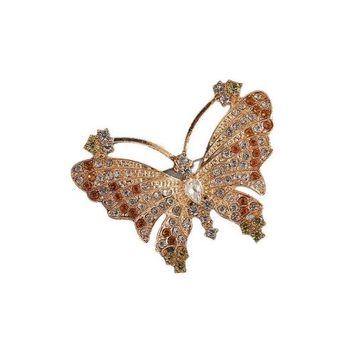 Broches de Diamantes de Imitación, aleación de zinc, Mariposa, Joyería & para mujer & con diamantes de imitación, más colores para la opción, 42x33mm, Vendido por UD