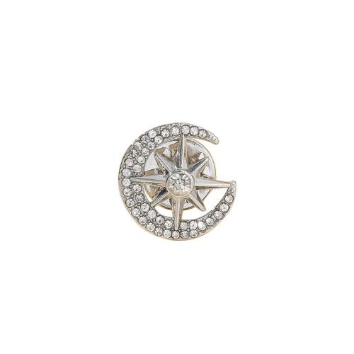 Rhinestone Brooch, Tibetan Style, Moon and Star, fashion jewelry & for man & with rhinestone, more colors for choice, Sold By PC