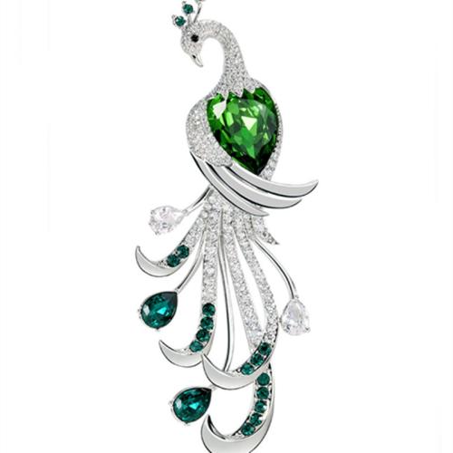 Cubic Zirconia Brooch, Tibetan Style, fashion jewelry & micro pave cubic zirconia & for woman, 35x85mm, Sold By PC