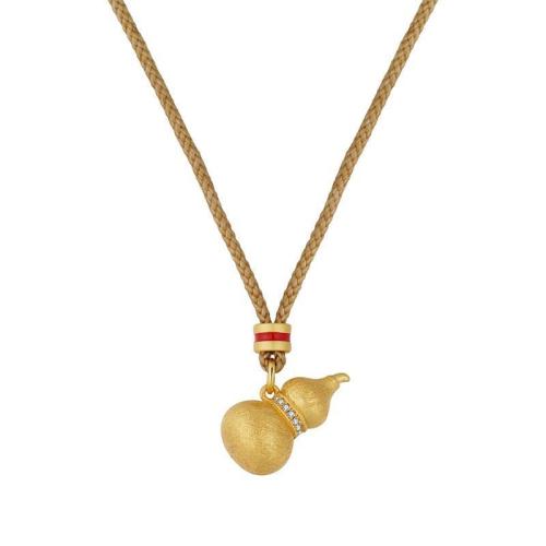 Brass Necklace, with Cubic Zirconia, with 5cm extender chain, Calabash, plated, fashion jewelry & for woman & epoxy gel, Length:Approx 40 cm, Sold By PC