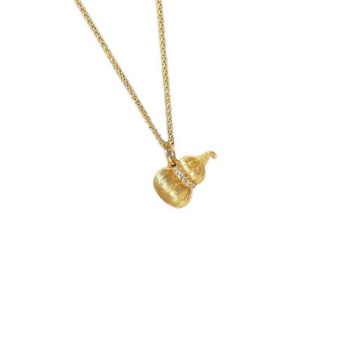 Brass Necklace, with Cubic Zirconia, with 5cm extender chain, Calabash, plated, fashion jewelry & for woman, Length:Approx 40 cm, Sold By PC