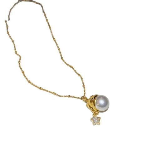 Brass Necklace, with Glass Beads, with 5cm extender chain, fashion jewelry & for woman, Length:Approx 40 cm, Sold By PC