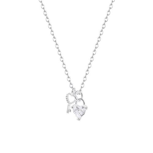 Sweater Chain Necklace, Brass, with Cubic Zirconia, with 5cm extender chain, plated, fashion jewelry & for woman, Length:Approx 40 cm, Sold By PC