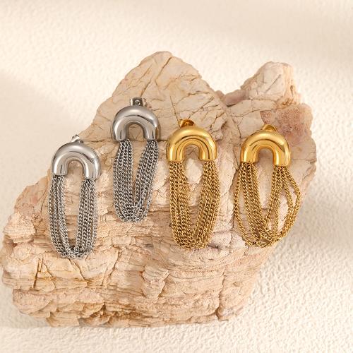 Stainless Steel Drop Earring, 304 Stainless Steel,  , plated, fashion jewelry, two different colored, Sold By Pair