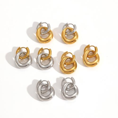 Stainless Steel Drop Earring, 304 Stainless Steel, plated, fashion jewelry, two different colored, Sold By Pair