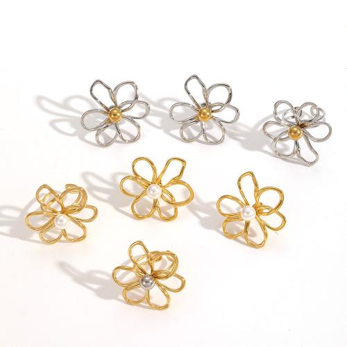 Fashion Stainless Steel Jewelry Sets, 304 Stainless Steel, with Plastic Pearl, plated, fashion jewelry, two different colored, Sold By PC