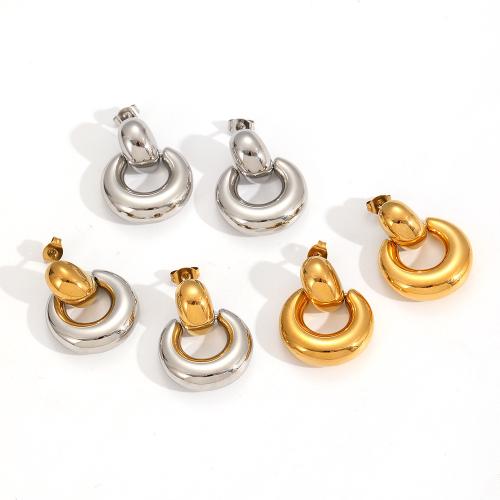 Stainless Steel Stud Earrings, 304 Stainless Steel, plated, fashion jewelry, two different colored, Sold By Pair