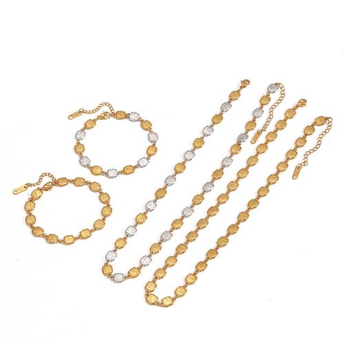 Fashion Stainless Steel Jewelry Sets, 304 Stainless Steel, plated, fashion jewelry, two different colored, Sold By PC
