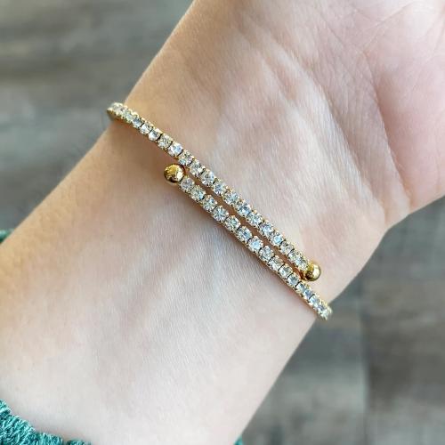 Stainless Steel Bangle, 304 Stainless Steel, plated, fashion jewelry & with rhinestone, two different colored, Sold By PC