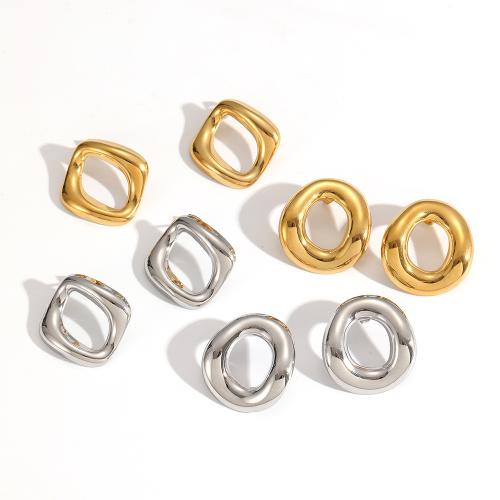Stainless Steel Stud Earrings, 304 Stainless Steel, plated, fashion jewelry, two different colored, Sold By Pair